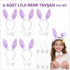 Lila Tavşan Sahne Seti 6'lı Set Taç Papyon Kuyruk (5047)
