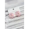 Lotus Model Pembe Renk Kristal Taşlı Kadın Küpe