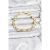 Lotus Model Pirinç Gold ve Pembe Renk Kadın Bileklik