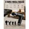 Masaj Tabancası 4 Başlıklı Kas ve Vücut Ağrıları İçin Şarjlı Darbeli