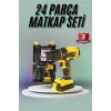 Matkap Seti 24 Parça Çift Bataryalı Darbeli Led Işıklı Vidalama