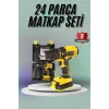 Matkap Seti 24 Parça Çift Bataryalı Darbeli Led Işıklı Vidalama