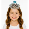 Mavi Kalpli Gümüş Renk Kraliçe Tacı Prenses Tacı