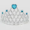 Mavi Kalpli Gümüş Renk Kraliçe Tacı Prenses Tacı (5047)