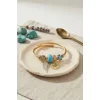 Mavi Renk Göz Model Gold Charmlı Bileklik
