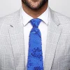 Mavi Renk Pul Payetli Işıltılı Parti Kravatı 33 cm