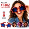 Mega Tip Yıldız Parti Gözlüğü Kırmızı Renk (5047)