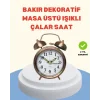 Metal Bronz Nostaljik Masa Saati Alarmlı Büyük Boy Sessiz Mekanizmalı