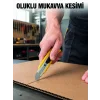 Metal Gövdeli 5’li Falçata Seti Profesyonel Maket Bıçağı Karton Koli  Kesici