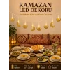 Minareli Hilal LED Işık Gold Metal Gövdeli Pilli Ramazan Dekoru
