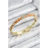 Mineli Pirinç Zirkon Taşlı Turuncu Çiçek Motifli Gold Kadın Kelepçe
