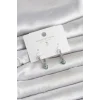 Minimal Nazarlı Model Gümüş Renk Zirkon Taşlı Kadın Küpe