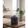 Modern Dalgalı Tasarımlı Mor 3D Dekoratif Vazo Ev Ofis Dekoru