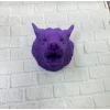 Mor Renk 3D Kurt Başı Duvar Dekoru Asılabilir Maskot Heykel 25x19 cm
