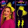 Neon Sarı Dantel Taç ve Şimşek Küpe 80'ler 90'lar Parti Seti (5047)