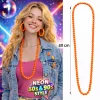 Neon Turuncu Boncuk Kolye 80 cm – Retro 80’ler 90’lar Parti Aksesuarı (5047)