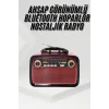 Nostalji Radyo Bluetooth Hoparlör USB-SD Kart Giriş Led Fener Işıklı Bataryalı Pilli