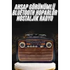 Nostaljik Görünümlü Ahşap Radyo TF SD USB Girişli Led Fener Işıklı
