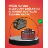 Nostaljik Radyo Görünümlü Bluetooth Hoparlör – FM/AM Yayın, Kablosuz Bağlantı, Şarj Edilebilir