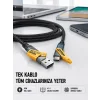Örgülü Tasarım 4’ü 1 Arada USB-C Lightning Hızlı Şarj Kablosu