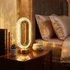Oval Şeklinde Kristal LED Masa Lambası – Dokunmatik, 3 Renk Işık Modlu, Şarjlı Dekoratif Gece Lambası