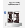 Özel Deri Çantalı 12 Parça Manikür Pedikür Bakım Seti Paslanmaz Çelik