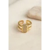 Parallel Luxury Zirkon Taşlı Gold Renk Yüzük