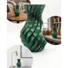 Parlak Yeşil Spiral 3D Baskı Vazo Şık Modern Dekoratif Obje