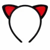 Peluş Kedi Kulak Taç Kırmızı Siyah – Çocuk Parti & Kostüm Tacı