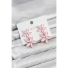 Pembe Kristal Çiçek Küpe