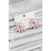 Pembe Kristal Taşlı Lotus Model Kadın Küpe