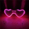 Pembe LED Işıklı Kalp Gözlük – 3 Modlu Parti & Glow Gözlüğü