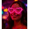 Pembe LED Işıklı Kalp Gözlük – 3 Modlu Parti - Glow Gözlüğü (5047)