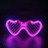Pembe LED Işıklı Kalp Gözlük – 3 Modlu Parti - Glow Gözlüğü (5047)