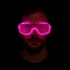 Pembe Led Işıklı Parti Gözlüğü - Neon Glow Şerit Gözlük 3 Modlu (5047)