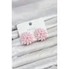 Pembe Renk Kristal Taşlı Çiçek Model Kadın Küpe