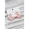 Pembe Renk Kristal Taşlı Lotus Model Kadın Küpe