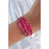 Pembe Renk Zirkon Taşlı İpli Çoklu Bileklik