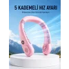 Pembe Taşınabilir Boyun Fanı Ergonomik Tasarım Çok Kademeli Hava Akışı