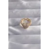 Pirinç Ayarlamalı Gold Renk Zirkon Taşlı Bombeli Kalp Yüzük