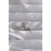 Pirinç Ayarlamalı Gümüş Renk Zirkon Taşlı Bombeli Kalp Yüzük