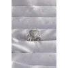 Pirinç Ayarlamalı Gümüş Renk Zirkon Taşlı Bombeli Kalp Yüzük