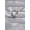 Pirinç Ayarlamalı Gümüş Renk Zirkon Taşlı Bombeli Kalp Yüzük