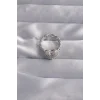 Pirinç Ayarlamalı Gümüş Renk Zirkon Taşlı Bombeli Kalp Yüzük