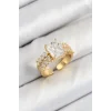 Pirinç  Büyük Zirkon Taşlı Model Gold Renk Kadın Yüzük