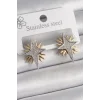 Pirinç Gold Gümüş Renk Zirkon Taşlı Kutup Yılıdız Model Kadın Küpe