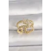 Pirinç Gold Renk 2Li Zincir Zirkon Taşlı Yıldız Figür Kadın Yüzük