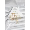 Pirinç Gold Renk 6 Çiftli Kadın Küpe Seti