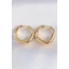 Pirinç Gold Renk Asimetrik Kıvrım Küpe