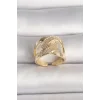 Pirinç Gold Renk Ayarlanabilir Zirkon Taşlı Kadın Yüzük
